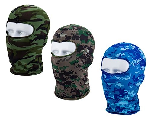 Apanphy® 3Pcs Máscara Pasamontañas Protector para Ciclismo Esqui Deporte,Balaclava Moto (Camuflaje Azul/Gris/Verde)