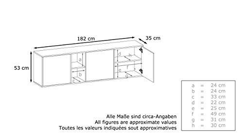 Aparador Cómoda Cuba, Cuerpo en Blanco Mate/frentes en Blanco Mate