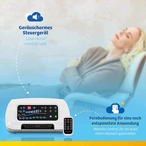 aparato de masajes con botas, 8 cámaras de aire desactivables, presión y tiempo fácilmente configurables, 6 programas de masaje