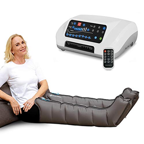 aparato de masajes con botas, 8 cámaras de aire desactivables, presión y tiempo fácilmente configurables, 6 programas de masaje