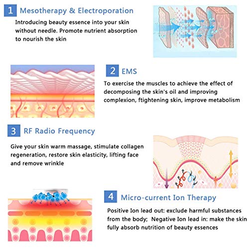 Aparato Facial Ultrasonido, Dispositivo de belleza para terapia de masaje facial, 6 en 1, dispositivo multifuncional de luminoterapia para antiarrugas, antiedad, acné y rejuvenecimiento