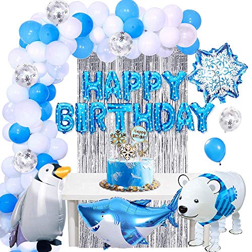 APERIL Decoración de Cumpleaños Animales, Cumpleaños Fiesta Decoración 1 Año 2 3 Años Pancarta de Feliz Cumpleaños Globos de Animales para Niños