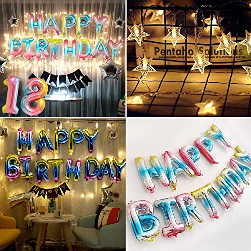 APERIL Globos de Cumpleaños 18 Años Decoraciones Cumpleaños Regalo Arcoiris Gradient Gigante Numeros 18 Feliz Cumpleaños Guirnalda y Cadena de luz LED Adornos Fiesta Cumpleaños Adultos