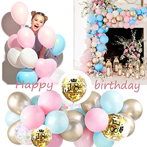 APERIL Globos de Cumpleaños 18 Años Decoraciones Cumpleaños Regalo Arcoiris Gradient Gigante Numeros 18 Feliz Cumpleaños Guirnalda y Cadena de luz LED Adornos Fiesta Cumpleaños Adultos