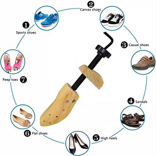 APIKA De dos vías Hormas para zapatos Estiramiento de zapatos Horma Madera natural Juego de 2 Unisexo (M 37-41)