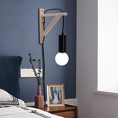 Aplique de trípode de madera estilo Artpad INS con enchufe en la moderna lámpara de pared nórdica para dormitorio junto a la cama Lámpara colgante de pared interior