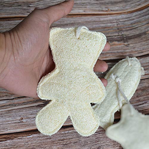 Apofly 2 Piezas Depurador Multi Loofah Exfoliante Toalla De Tela De Lavado Corporal Toalla De Esponja Vegetal PañO De BañO De Masaje Casero Con Forma Linda (Pescado y oso)