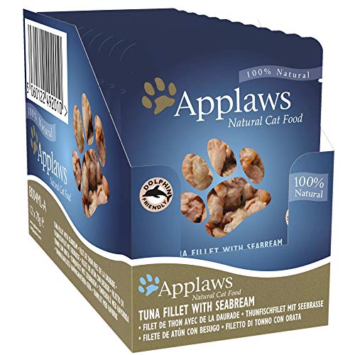 Applaws Bolsa de comida para gatos 70 g de atún con dorada paquete de 12