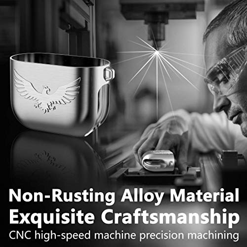 Apple Airpods Funda de Metal Kppto, Case protectora de Airpods, funda de silicona metal, con llavero, es adecuado para la funda a prueba de golpes para Apple AirPods, con accesorios (Plata Negro)