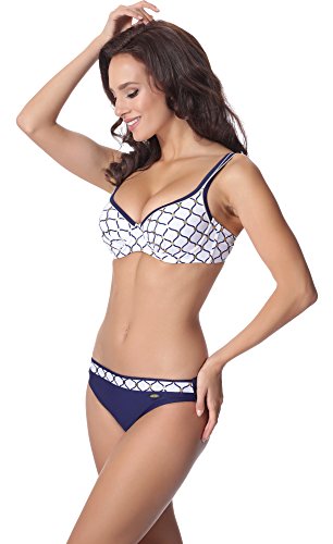 aQuarilla Bikini Trajes de Baño Dos Piezas Mujer AQ122(Azul Marino/Blanco, EU 48=ES 50)
