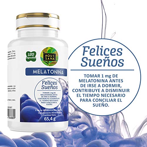 AquiSana, Melatonina, Valeriana y Tila , Antioxidante Natural, 120 Cápsulas