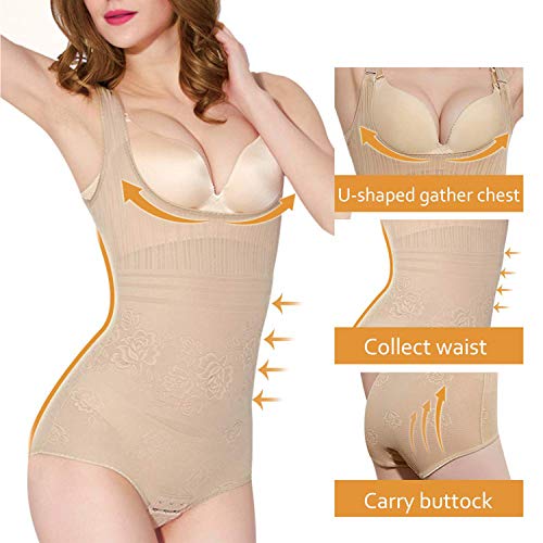 Aranmei Mujer Faja Reductora Abdomen Body Reductor Bodies Moldeadores, Las Mujeres Sin Costuras Cuerpo Entero Control （Beige, Small