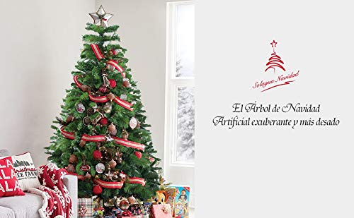 Árbol de Navidad Artificial de Pino Maxi-Relleno Abeto Artificial C/Soporte Metálico 150-240cm (Verde, 210cm 960Tips)