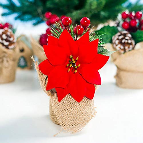 Árbol de Navidad en miniatura de con bayas decoración de cono de pino Adorno de mesa navideña Balight