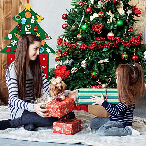 Arbol de Navidad Fieltro, Wokkol 3.3ft DIY Árbol de Navidad de Fieltro Arbol de Navidad en Fieltro Árboles de navidad con 29Pcs Adornos Arbol Navidad Desmontables Año Nuevo Navidad Regalo para Niños