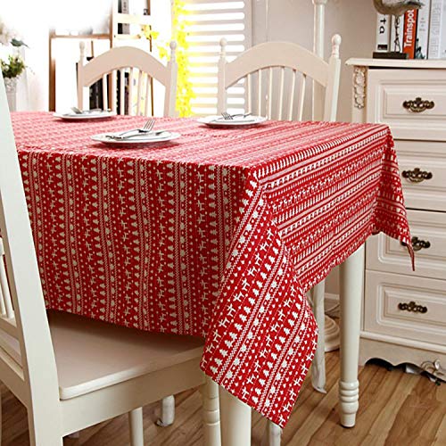 Árbol de Navidad Rojo del Mantel de Navidad Ciervos Impreso algodón y poliéster Mantel Cubierta contra Polvo con el cordón 145 * 300 cm Tamaño 37, n Encaje, 145X230Cm