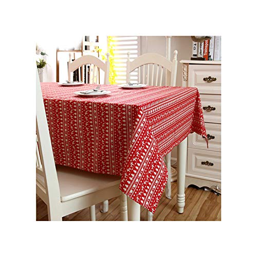 Árbol de Navidad Rojo del Mantel de Navidad Ciervos Impreso algodón y poliéster Mantel Cubierta contra Polvo con el cordón 145 * 300 cm Tamaño 37, n Encaje, 145X230Cm