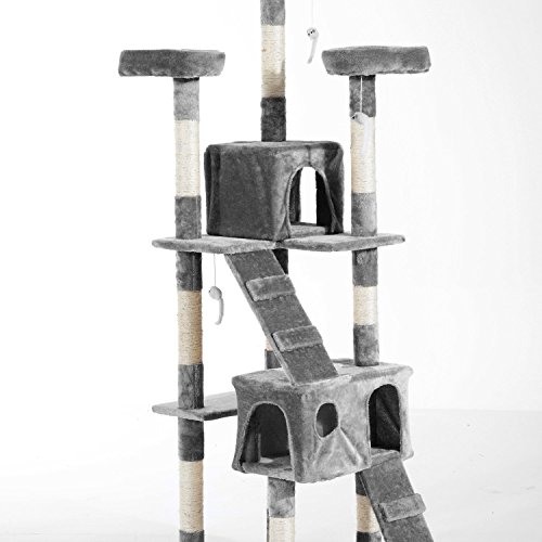 Arbol Rascador Gatos 50x50x170cm Dormir Jugar Centro Actividades Arañar Gris NUE (Gris)
