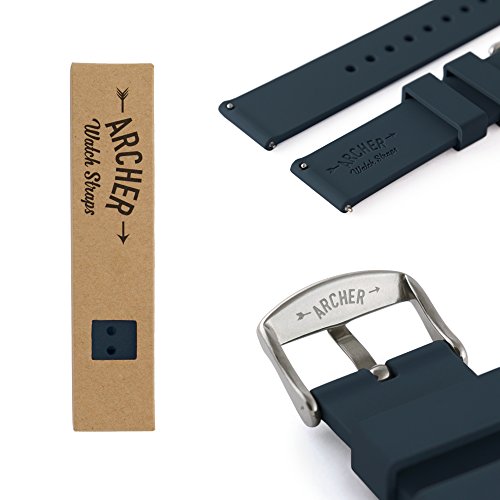 Archer Watch Straps | Repuesto de Correa Reloj de Silicona para Hombre y Mujer, Caucho Fácil de Abrochar para Relojes y Smartwatch | Azul Noche, 22mm