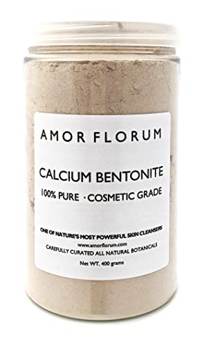 ARCILLA DE CALCIO BENTONITA - 400g - de AMOR FLORUM - GRADO COSMÉTICO - Combate el acné, los puntos negros | Reduce granos, imperfecciones y poros | Superfino <100 micrón, alta pureza, PH6