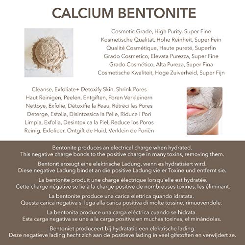 ARCILLA DE CALCIO BENTONITA - 454g - de Fine Line Apothecary - GRADO COSMÉTICO - Combate el acné, los puntos negros | Reduce granos, imperfecciones y poros | Superfino <100 micrón, alta pureza, PH6