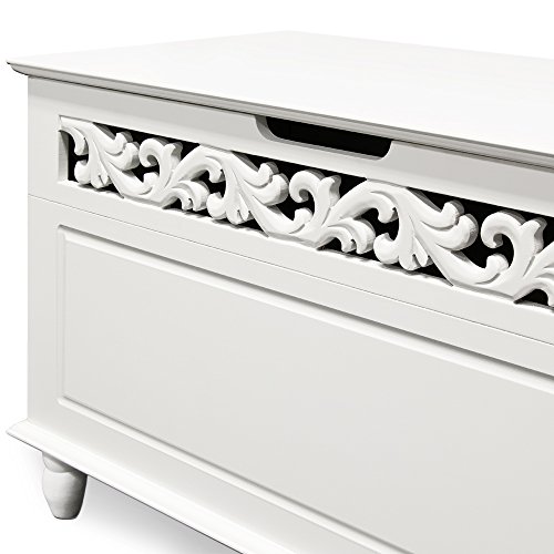 Arcón de Madera Blanco Cofre con Diseño rústico Banco de Asiento 80 x 40 x 48 cm Caja baúl Almacenamiento y decoración