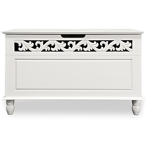 Arcón de Madera Blanco Cofre con Diseño rústico Banco de Asiento 80 x 40 x 48 cm Caja baúl Almacenamiento y decoración