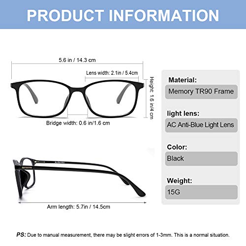 Ardermu Gafas Anti Luz Azul - Gafas de Computadora - Sin Aumento Lentes Antideslumbrantes Anti Ultravioleta - Gafas Anti Fatiga Ocular - Equipo Esencial Para Juegos Unisex y Elegante