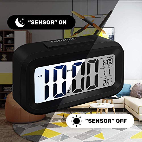 Arespark Despertador Digital, LED Reloj Alarma Electrónico con Luz de Noche, Pantalla LED de 5.3 Pulgadas con Hora, Fecha, Temperatura, Función Snooze 【Versión Avanzada】