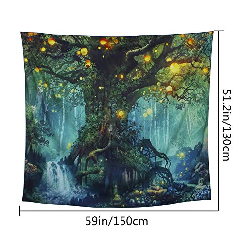 Arfbear Tapiz para pared, "Árbol de la vida" Tapiz Colgar en la Pared, Decoración perfecta para Dormitorio (51.2"×59.1")