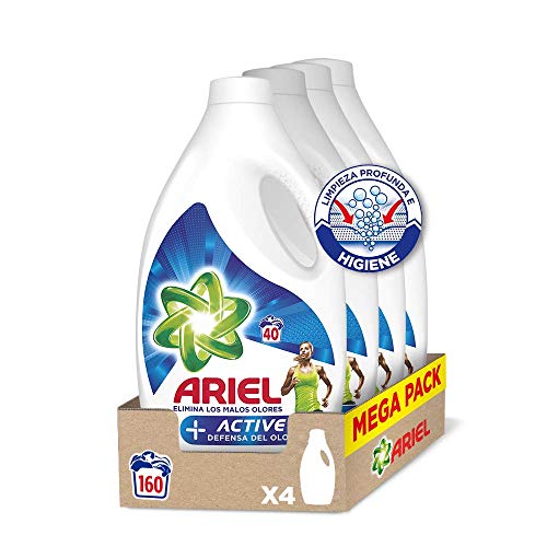 Ariel Active - Detergente líquido para la lavadora, adecuado para eliminar los malos olores, 160 lavados (4 x 40)