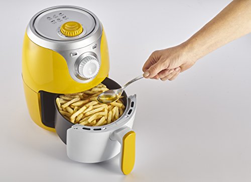 Ariete 4615 - Mini freidora saludable Airy, sin aceite, temporizador,1000 W, amarillo y blanco