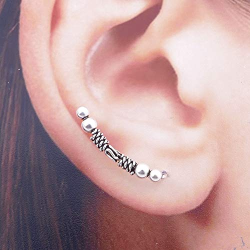 ARITZI – Pendientes Trepadores de diseño de Bali en Plata de Ley 925 - Jimbaran