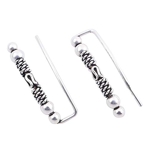 ARITZI – Pendientes Trepadores de diseño de Bali en Plata de Ley 925 - Jimbaran