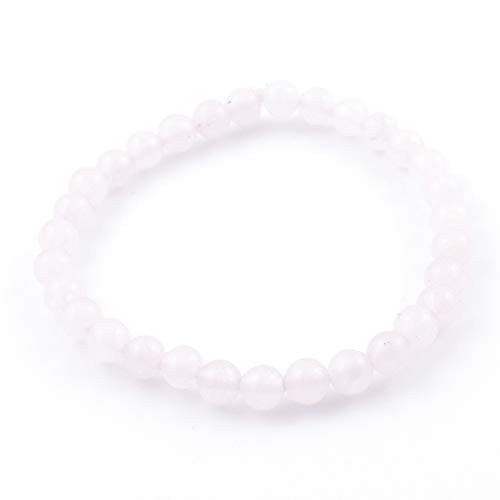 ARITZI – Pulsera elástica con Bolitas de Piedras Naturales con un diámetro de 6 mm - Cuarzo Rosa