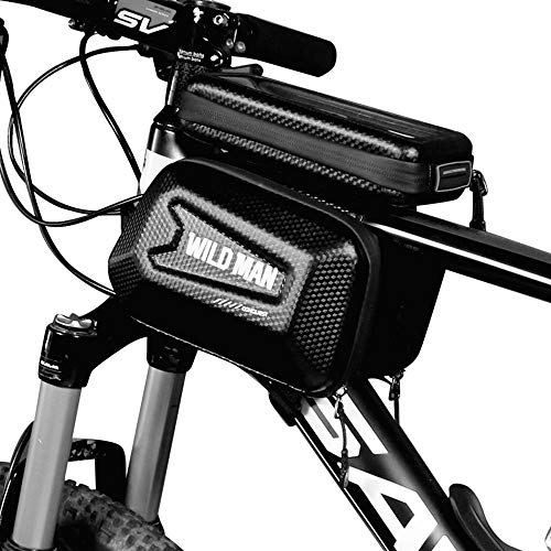 Arkmiido Bolsa de Tubo Superior portátil de Bicicleta rígida － 2 alforjas de Manillar de Montaje en Bicicleta y 1 Bolsa de Marco Frontal con Pantalla táctil para teléfonos (Negro)