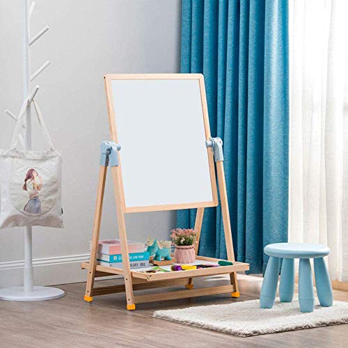 Arkmiido Caballete para niños Caballete de Madera Plegable Tablero de Dibujo magnético de Doble Cara con Borrador y Paquete de tizas y Pegatinas magnéticas cognitivas Regalo de cumpleaños por 3 años