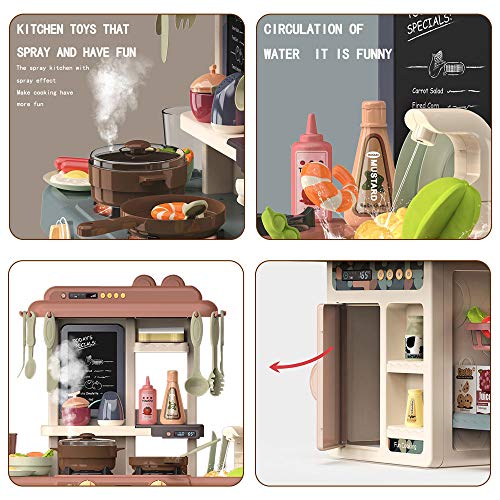 Arkmiido Juego de Cocina Juego de Cocina para niños Juego de Cocina Sonido y luz Agua en Aerosol Juguetes de Cocina para niñas de 3 años Niños