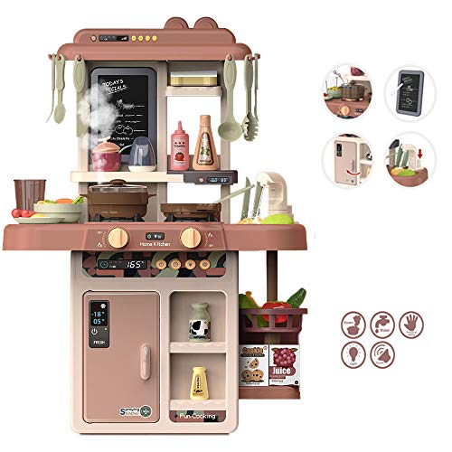 Arkmiido Juego de Cocina Juego de Cocina para niños Juego de Cocina Sonido y luz Agua en Aerosol Juguetes de Cocina para niñas de 3 años Niños