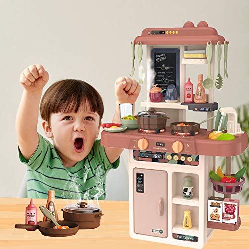 Arkmiido Juego de Cocina Juego de Cocina para niños Juego de Cocina Sonido y luz Agua en Aerosol Juguetes de Cocina para niñas de 3 años Niños