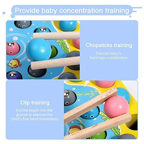 Arkmiido Montessori Juguetes de Madera Juego de Pesca Magnético con Bolas de Madera Juguete Educativo Juego de Fiesta para Niños 3 4 5 años