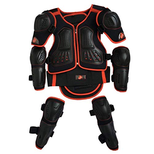 Armadura de motocicleta para niños, protector de espalda, pecho, columna vertebral, hombro, brazo, codo, rodilla, protector de motocross, esquí, patinaje, chaleco de protección, 3 colores, rojo, small