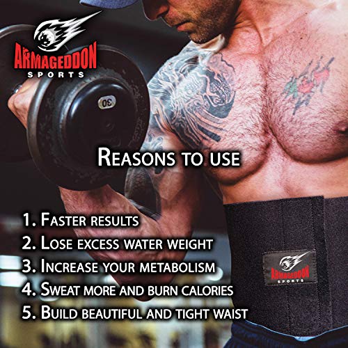 ARMAGEDDON SPORTS Faja Reductora Adelgazante para Hombre y Mujer, Reducir Cintura y Abdomen - Faja de con Velcro Neopreno Deportiva Fitness Abdominal - Adjustar Todo 120 cm Cintura
