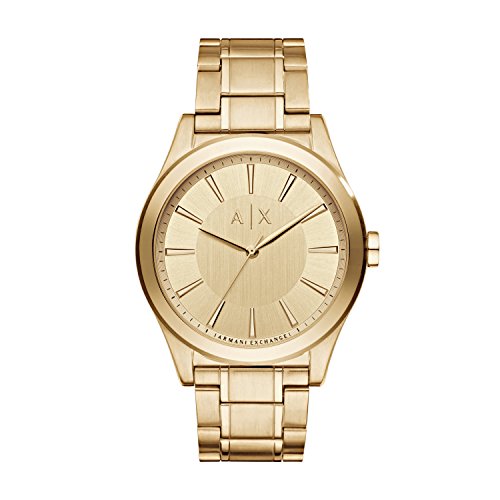 Armani Exchange Nico - Reloj análogico de cuarzo con correa de acero inoxidable para hombre, color dorado