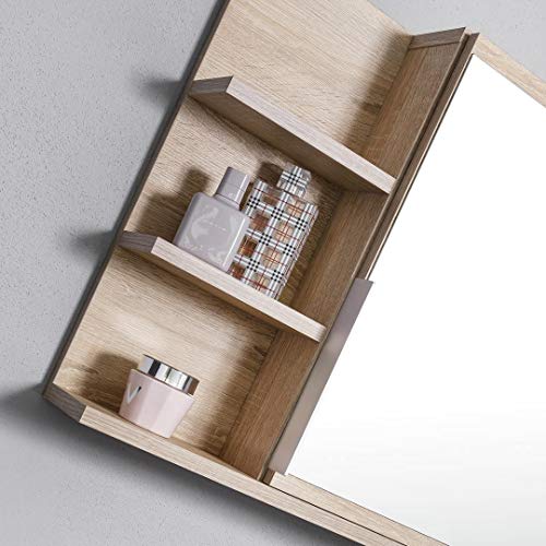 Armario de baño Domtech Home Decor con espejo, con estantes, espejo de baño, roble Sonoma, L