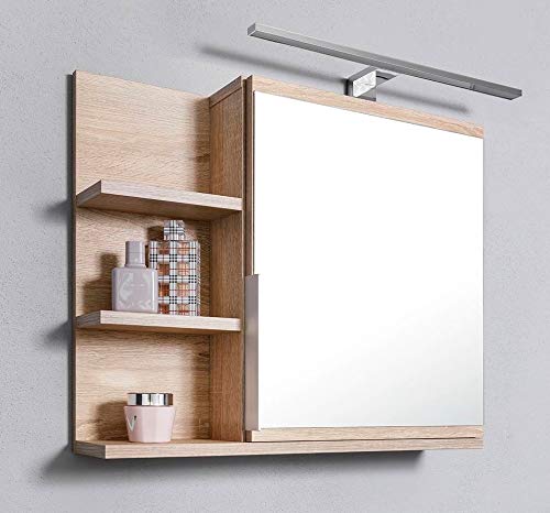 Armario de baño Domtech Home Decor con espejo, con estantes, espejo de baño, roble Sonoma, L