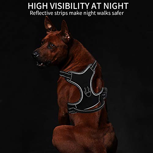 Arnés para Perro Transpirable, Arnés Pecho Antitirones Impermeable con Lineas Reflectante - Arnes de Perro Duradero con Chaleco Acolchado Ajustable para Perros Mediano/Grande +Tazón Plegable Azul