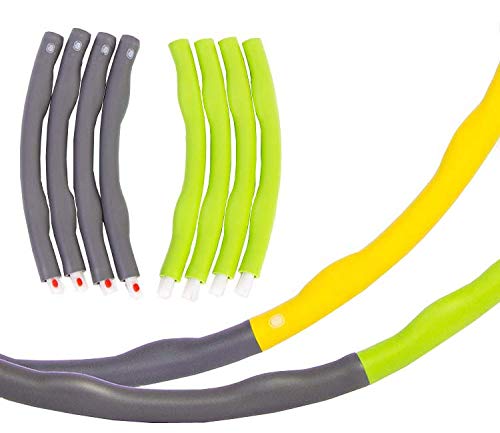 Aro de ejercicio MAILIER para adultos para perder peso, rápido ejercicio, viajes, entrenamiento, quema de grasa, saludable, desmontable y tamaño ajustable (verde + gris)