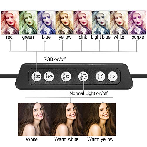 Aro de Luz LED Regulable 6”, MACTREM Anillo de Luz RGB para Fotografia con Trípode y Soporte para Teléfono Lámpara para Maquillaje, Movil, Selfie, Youtube, Transmisión en Vivo Grabación de vídeo Vlog