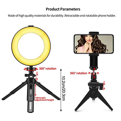 Aro de Luz LED Regulable 6”, MACTREM Anillo de Luz RGB para Fotografia con Trípode y Soporte para Teléfono Lámpara para Maquillaje, Movil, Selfie, Youtube, Transmisión en Vivo Grabación de vídeo Vlog